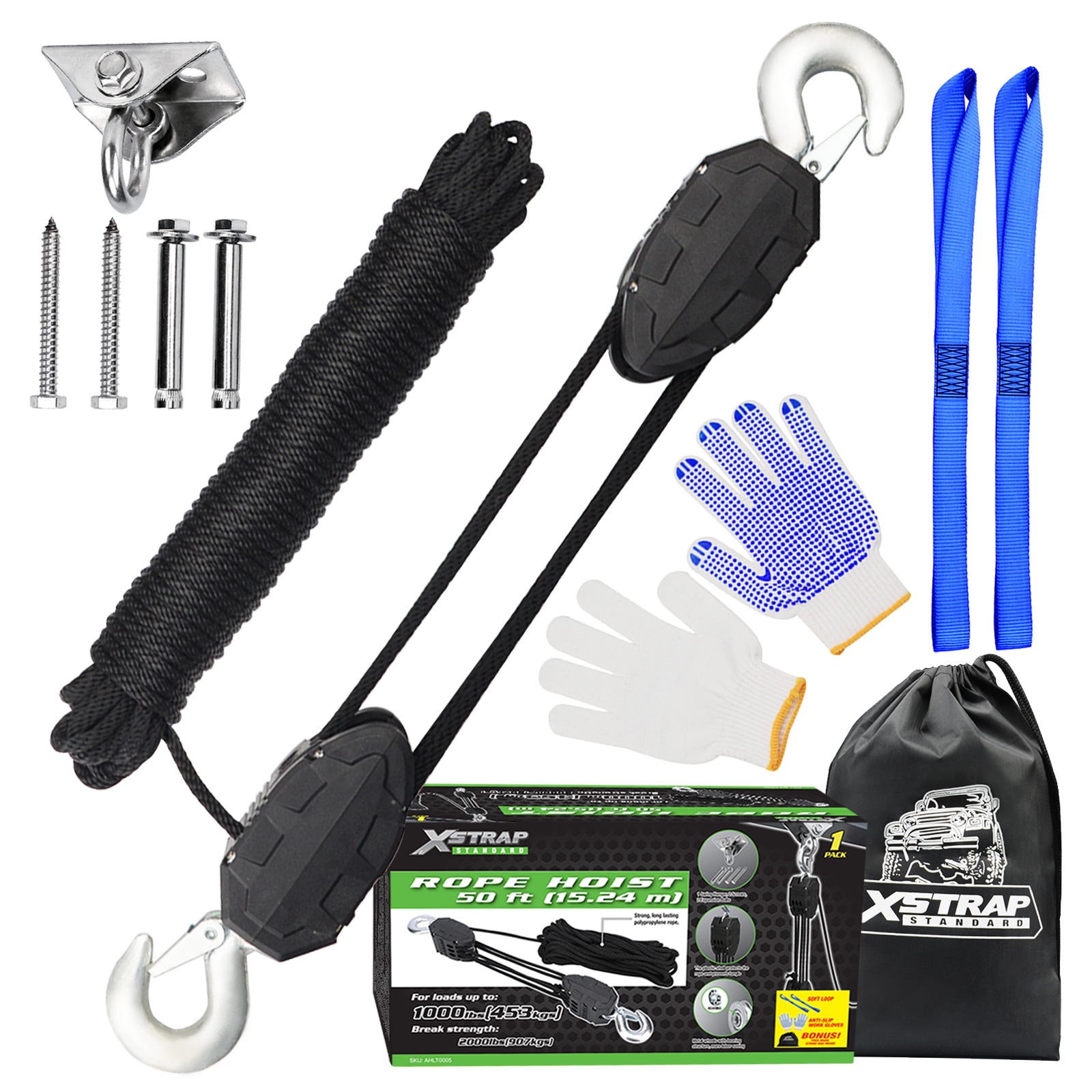 Xstrap AHLT0005 50 fod reb hejse remskive system 1000LB