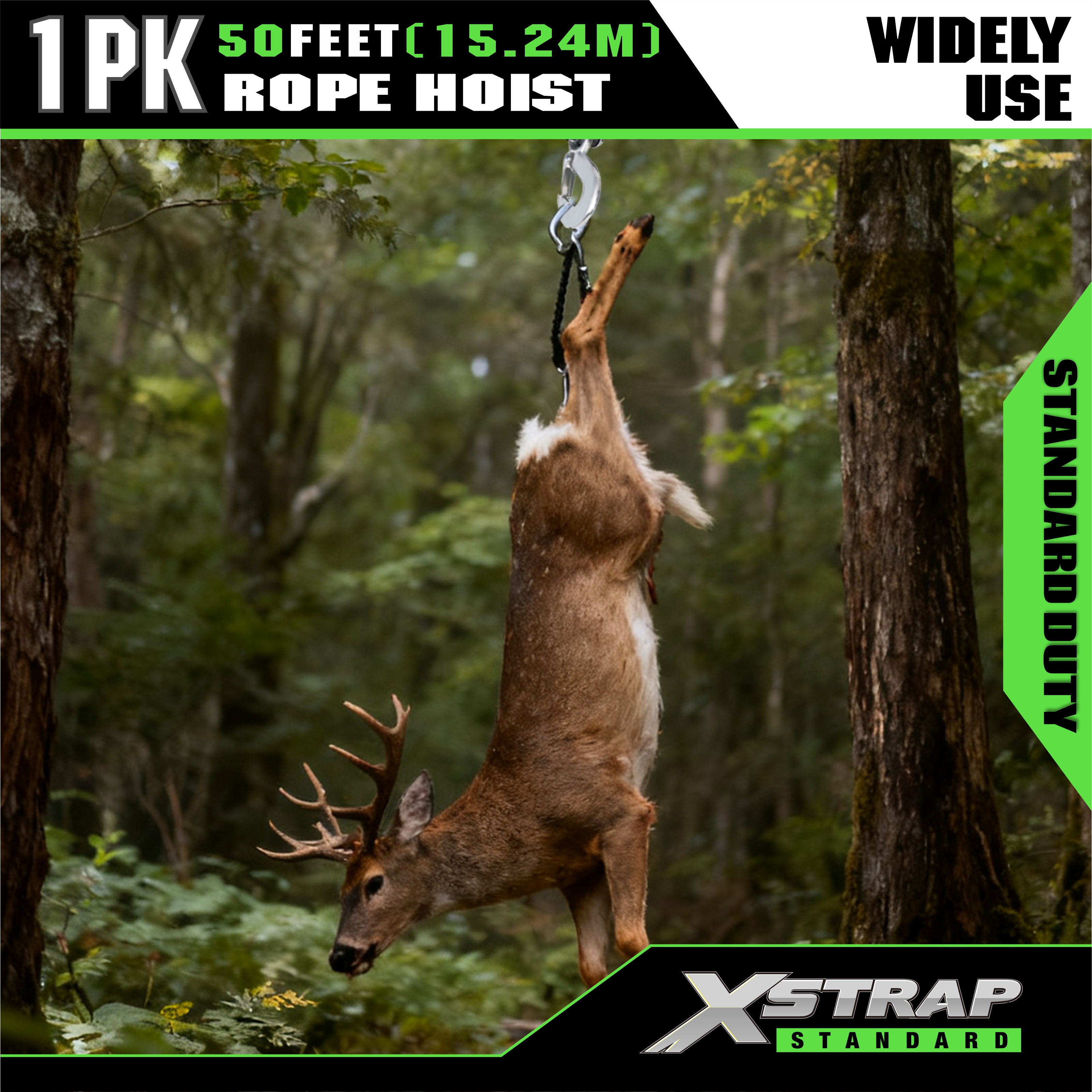 XSTRAP AHLT0003 White Rope Hoist Remskive System 1000LB Kapacitet