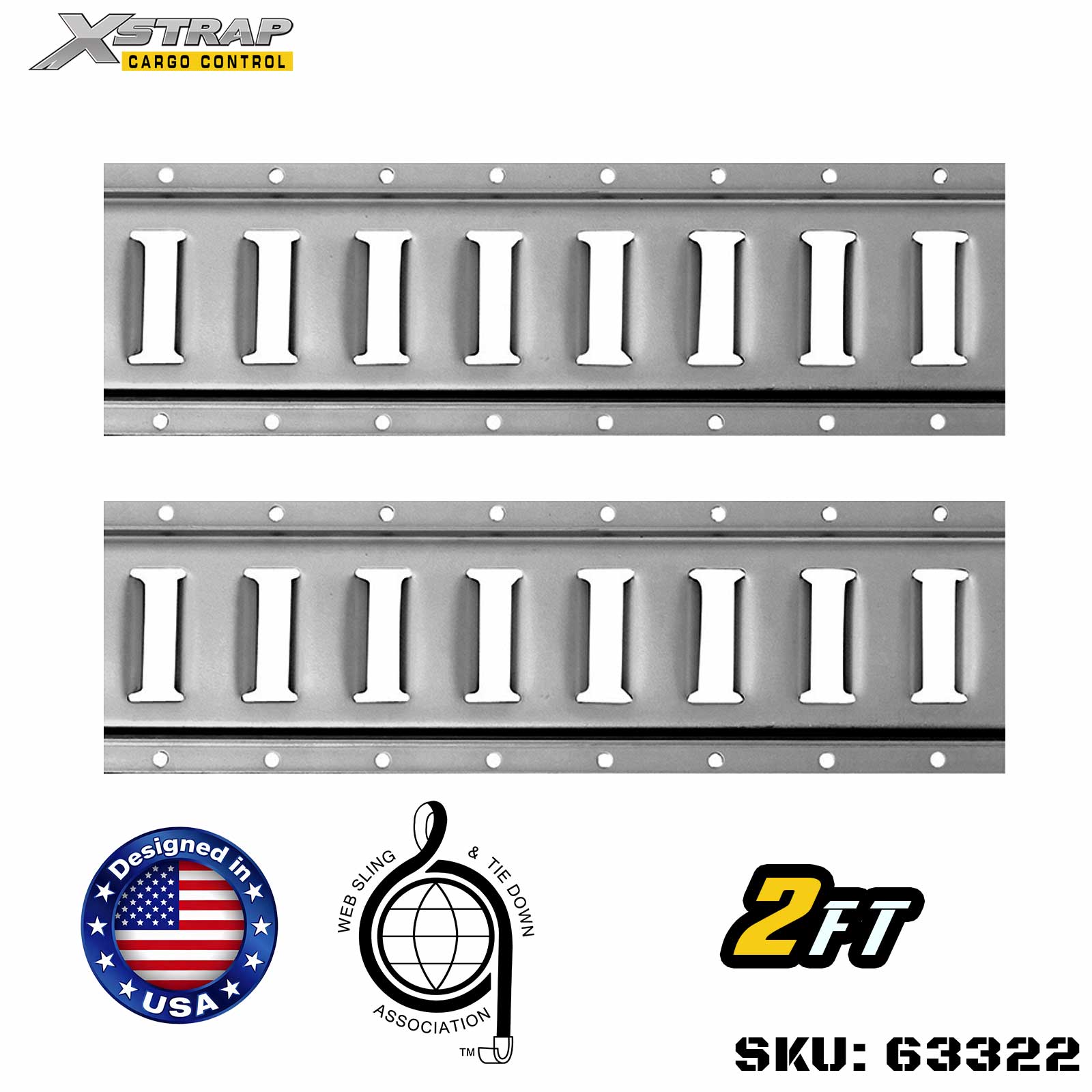 Xstrap 63322 2' Series E Logistic Track-Made med højkvalitets 12-gauge stål 6000LBS