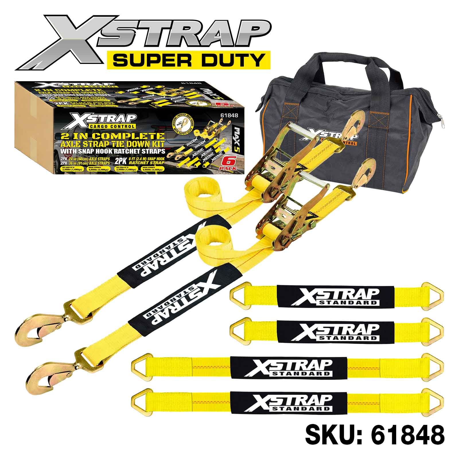 Xstrap 61848 6PK 2 tommer komplet Alex Strap Tie Down Kit 3.300 lb SWL
